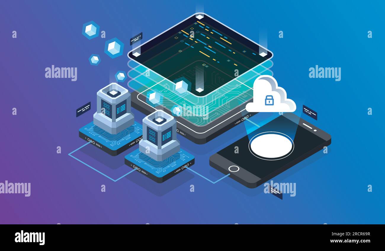 Isometric design concept virtual reality and augmented reality