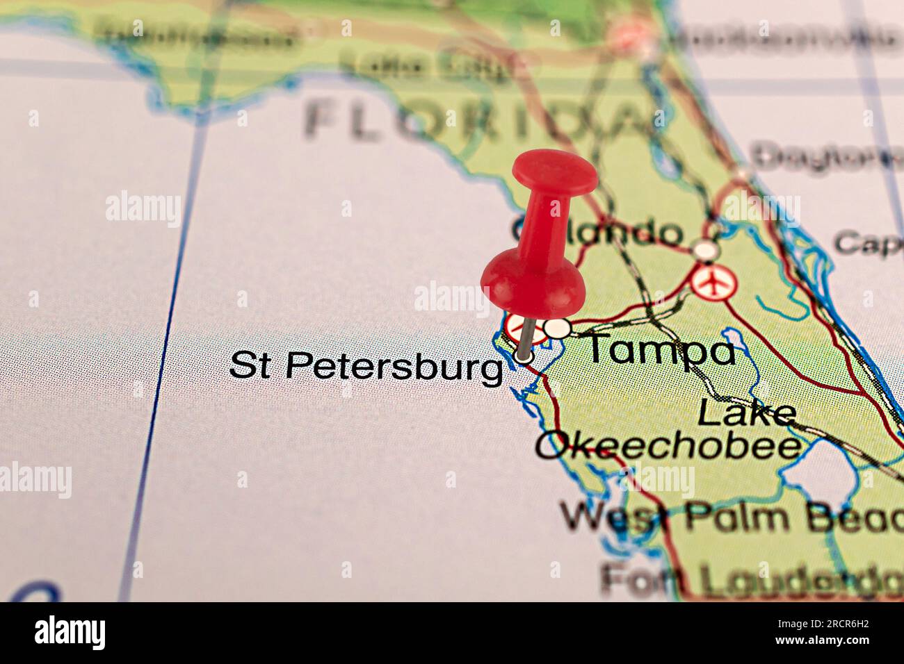 St. Petersburg map. St. Petersburg pin map. Close up of St. Petersburg map with red pin. Map