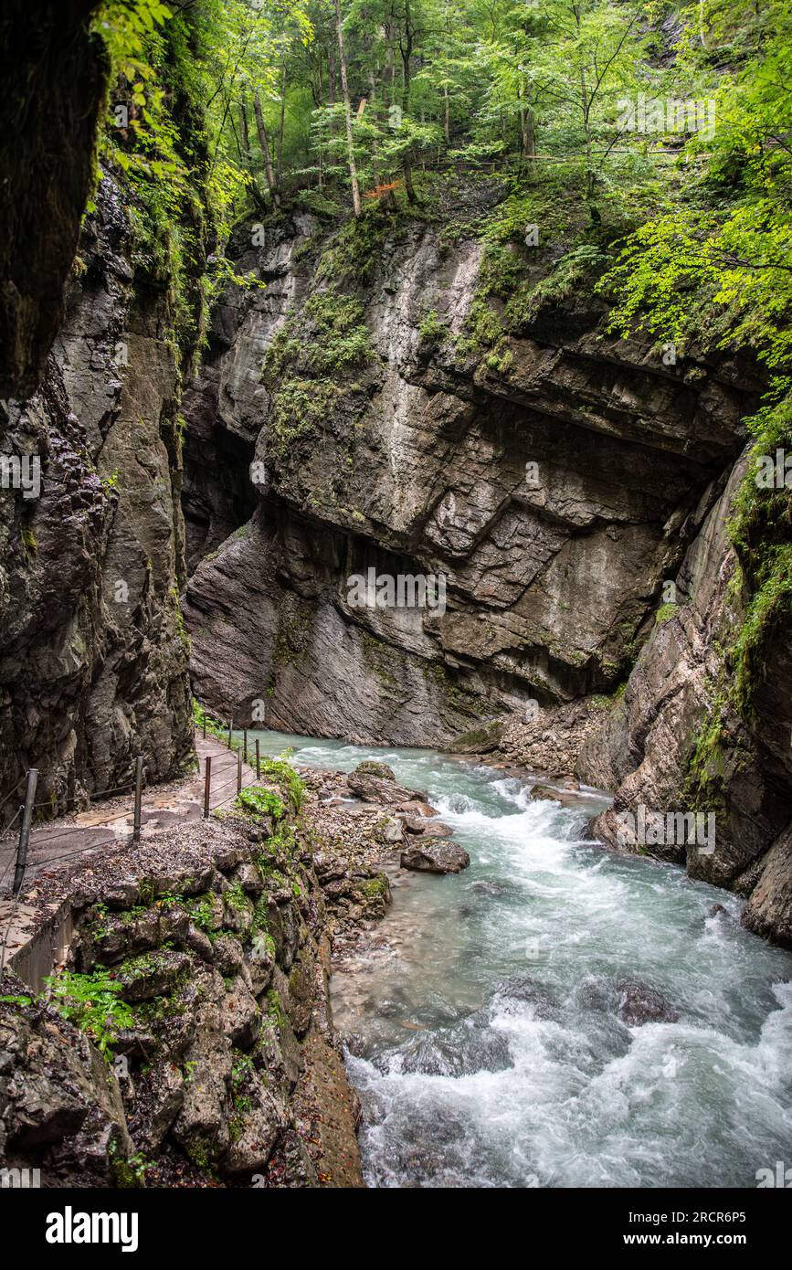 Hiking through the scenic Partnach near GarmischPartenkirchen in the Bavarian Alps