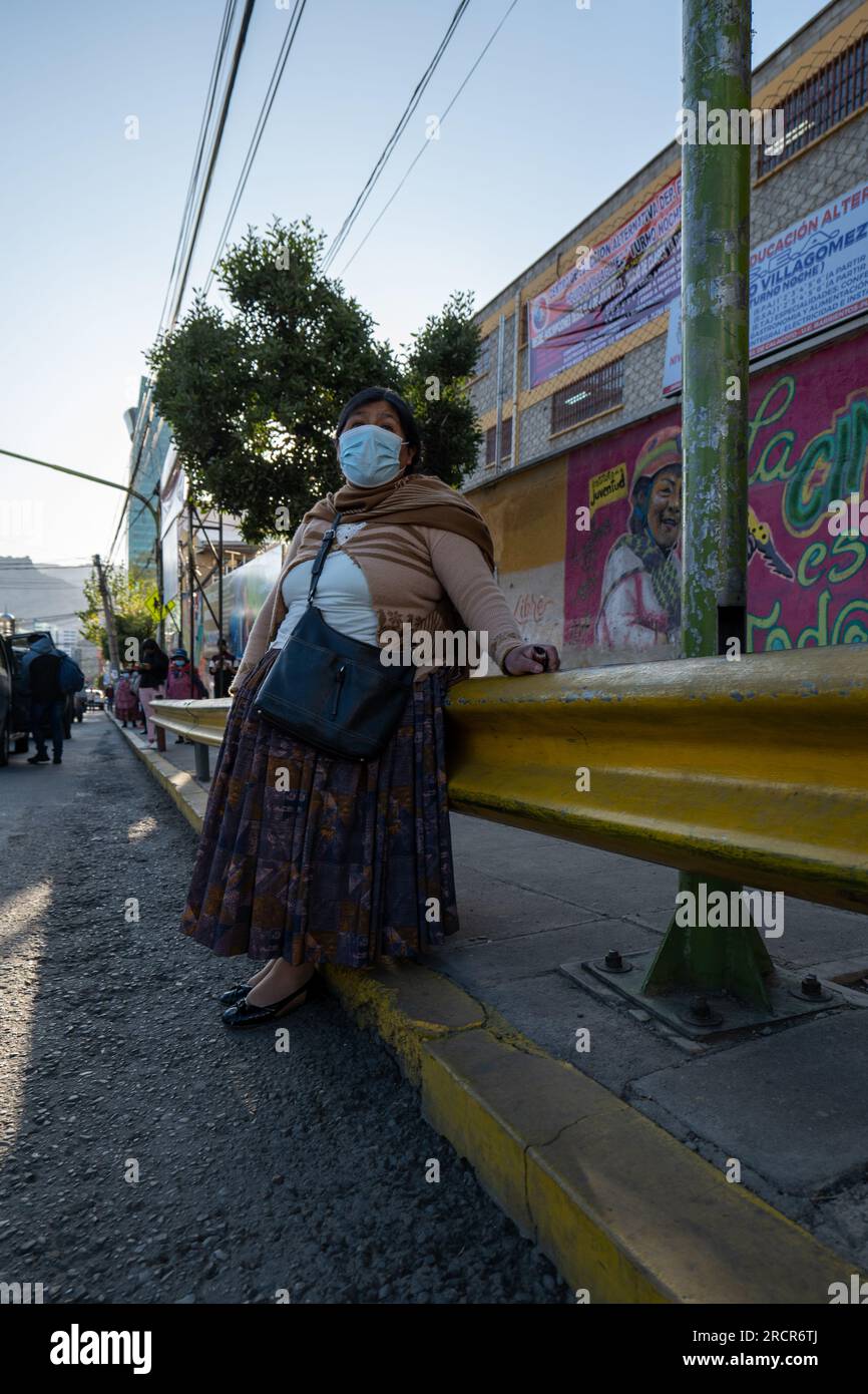 La Paz, La Paz, Bolivia - August 12, 2022: An Indigenous Bolivian Woman