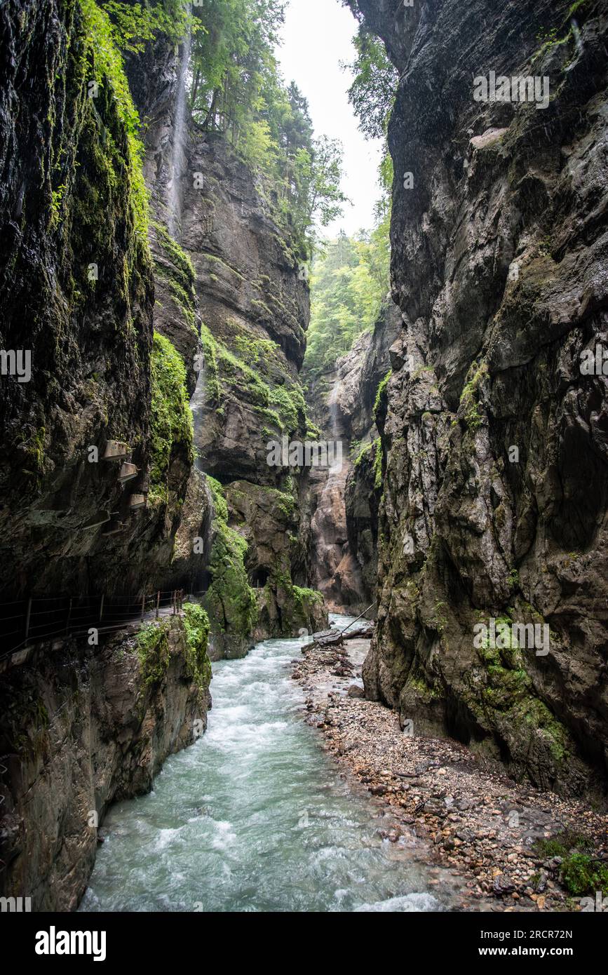 Hiking through the scenic Partnach near GarmischPartenkirchen in the Bavarian Alps