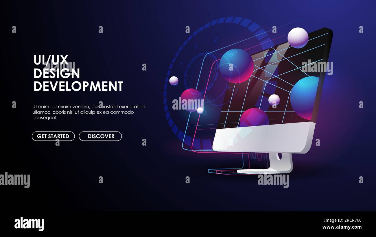 Computer monitor 3d vector illustration. UI and UX development