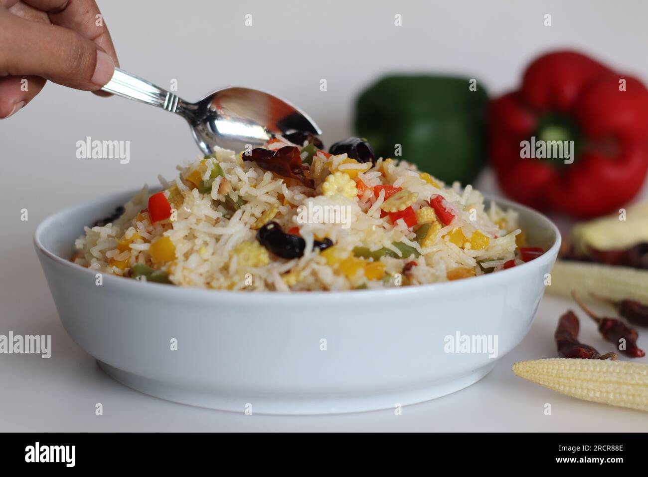 Chilly garlic vegetable rice. Mildly spiced garlic flavored basmati ...