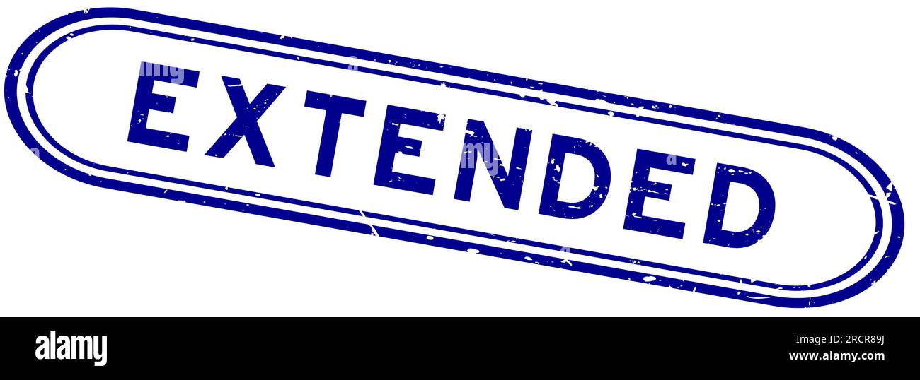 Grunge blue extended word rubber seal stamp on white background Stock ...