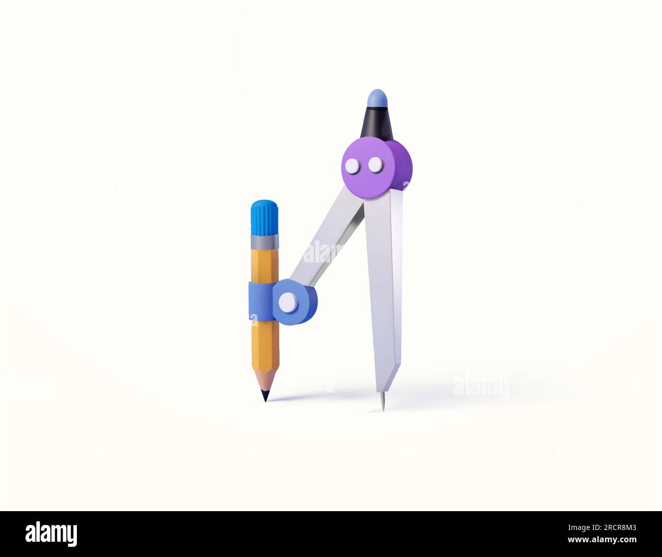 3d Geometric Compass, minimal style, isolated on white background