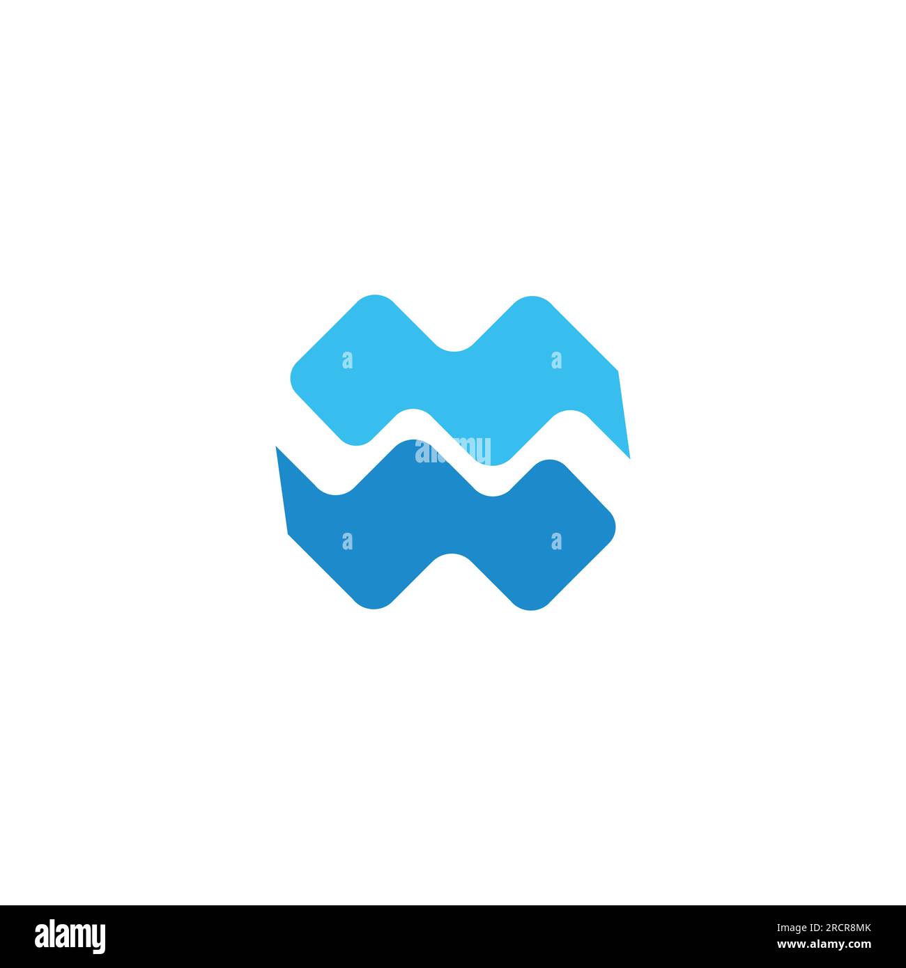 letter mw simple blue waves logo vector Stock Vector