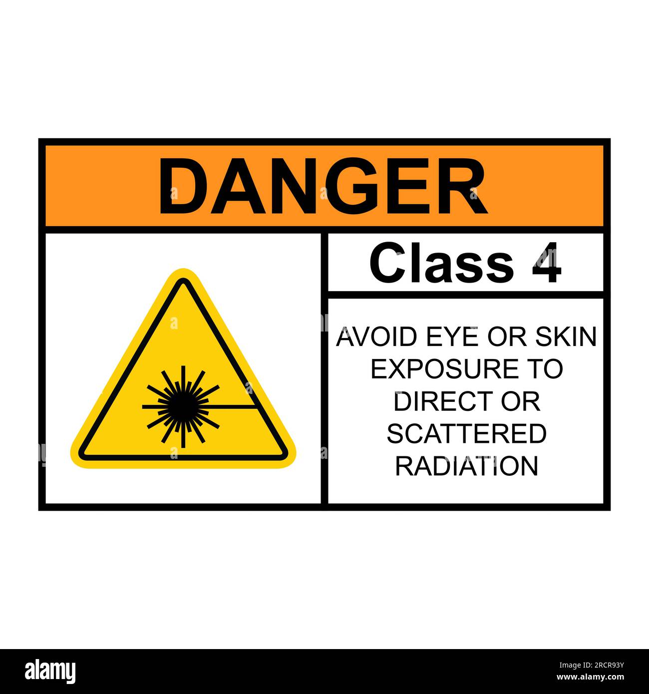 Laser radiation danger class 4 label icon, safety information symbol vector illustration Stock