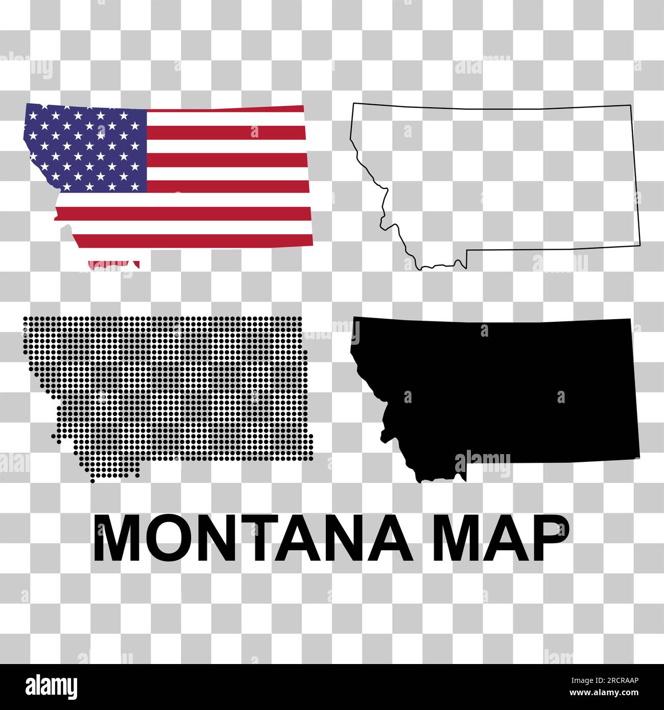 Set of Montana map, united states of america. Flat concept icon symbol ...