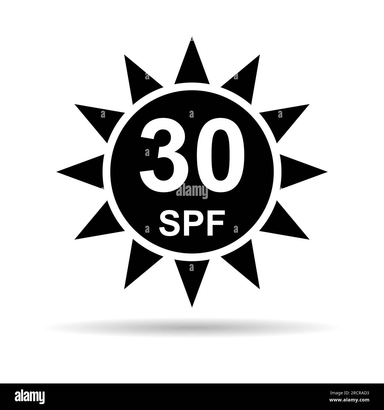 Sun protection factor 30 icon shadow, uv radiation block symbol, sun