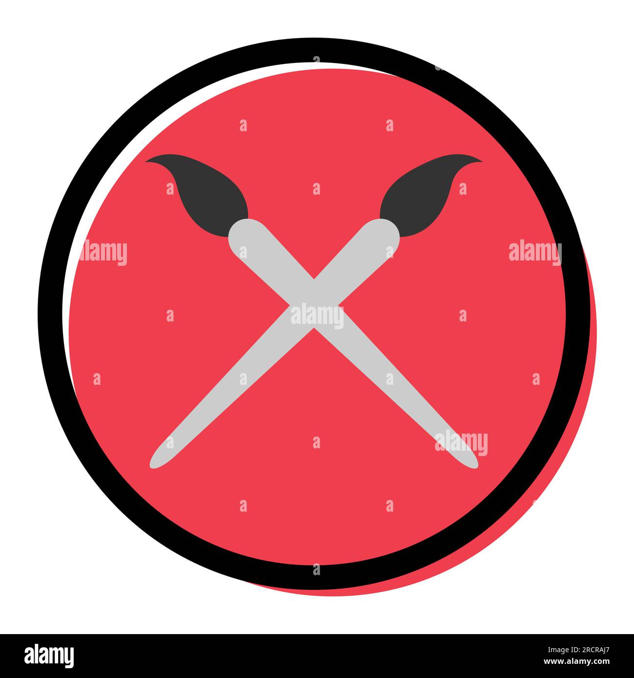 Flat art tool brush instrument, artist web design graphic vector ...
