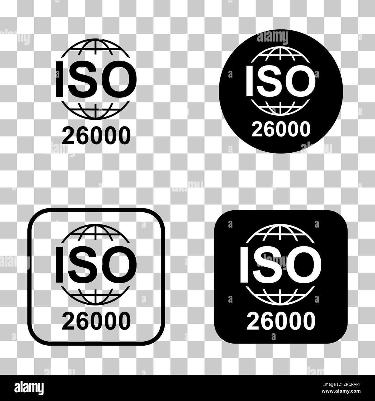 Set of Iso 26000 icon. Social Responsibility. Standard quality symbol