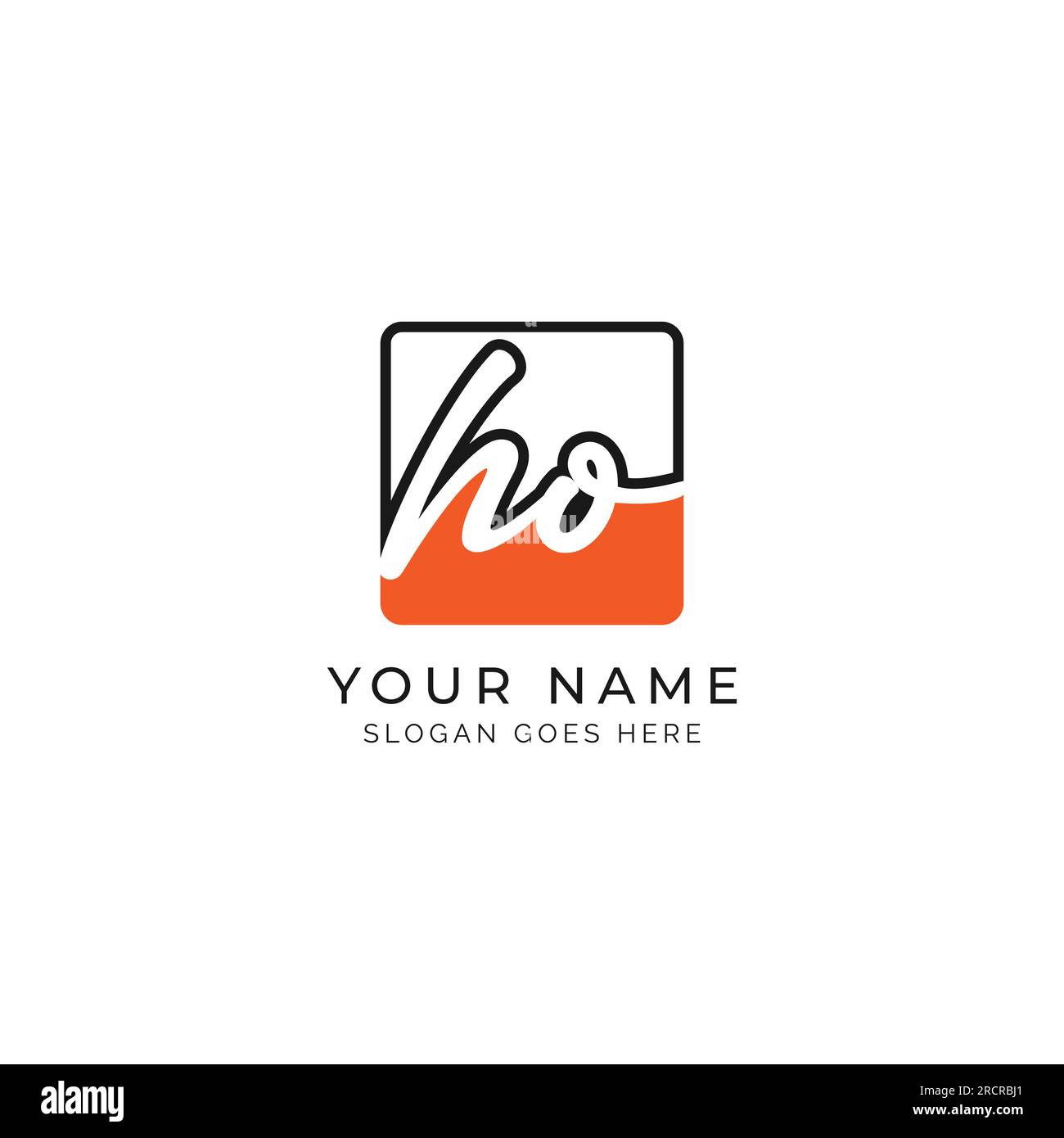 H, O, HO Initial letter handwritten and signature vector image template in square shape log Stock Vector