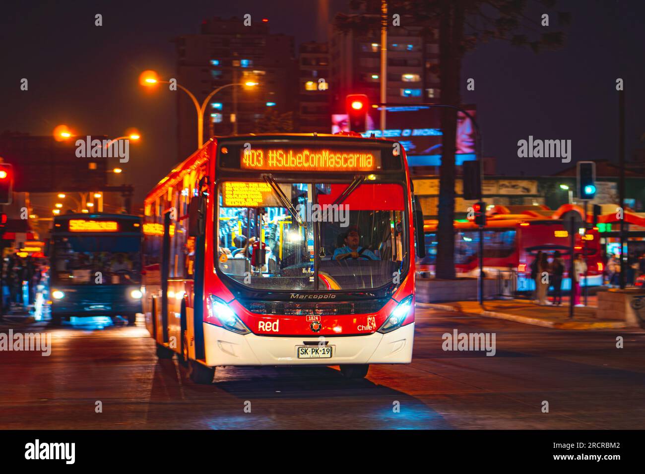 Santiago, Chile May 08 2023 A public transport Transantiago, or Red