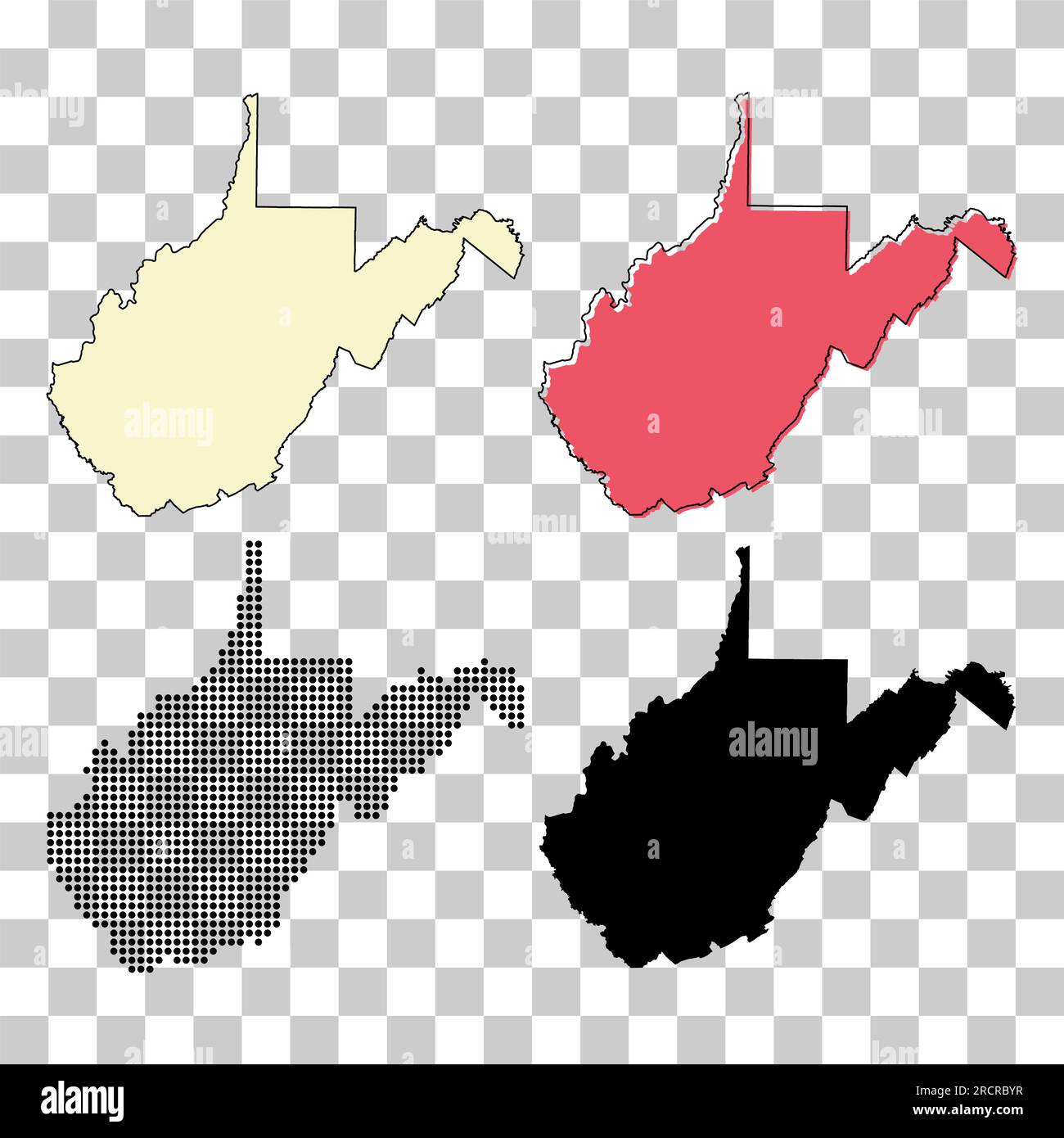 Set of West Virginia map shape, united states of america. Flat concept ...