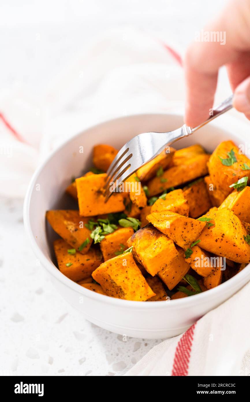 Simple Roasted Sweet Potatoes Stock Photo - Alamy