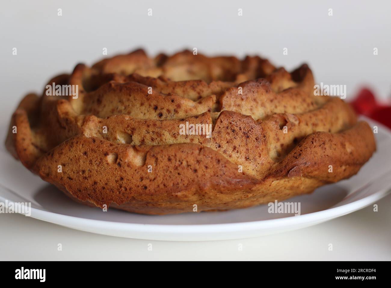 Rose flower shaped whole wheat plantain cake. Healthy tea time cake