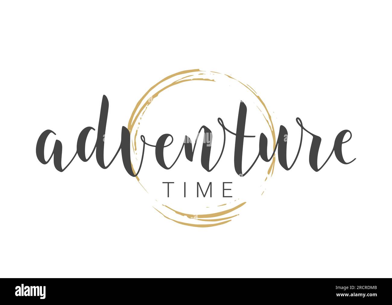 Vector Stock Illustration. Handwritten Lettering of Adventure Time. Template for Banner, Card, Label, Postcard, Poster, Sticker, Print or Web Product. Stock Vector