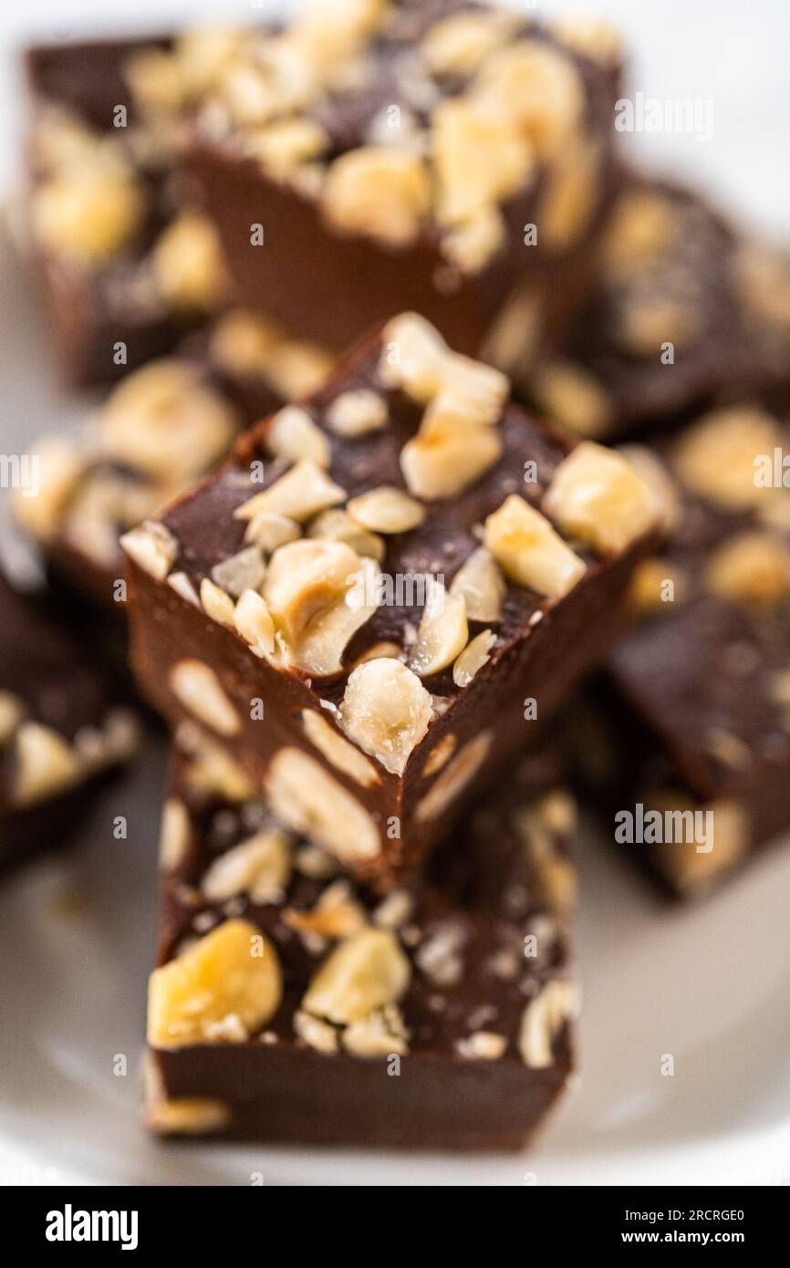 Chocolate hazelnut fudge Stock Photo - Alamy