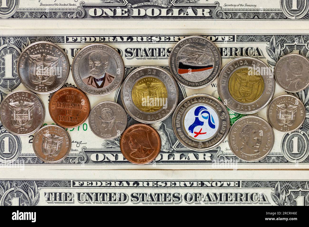Panama, Panamanian money, coins and dollar bill, means of payment