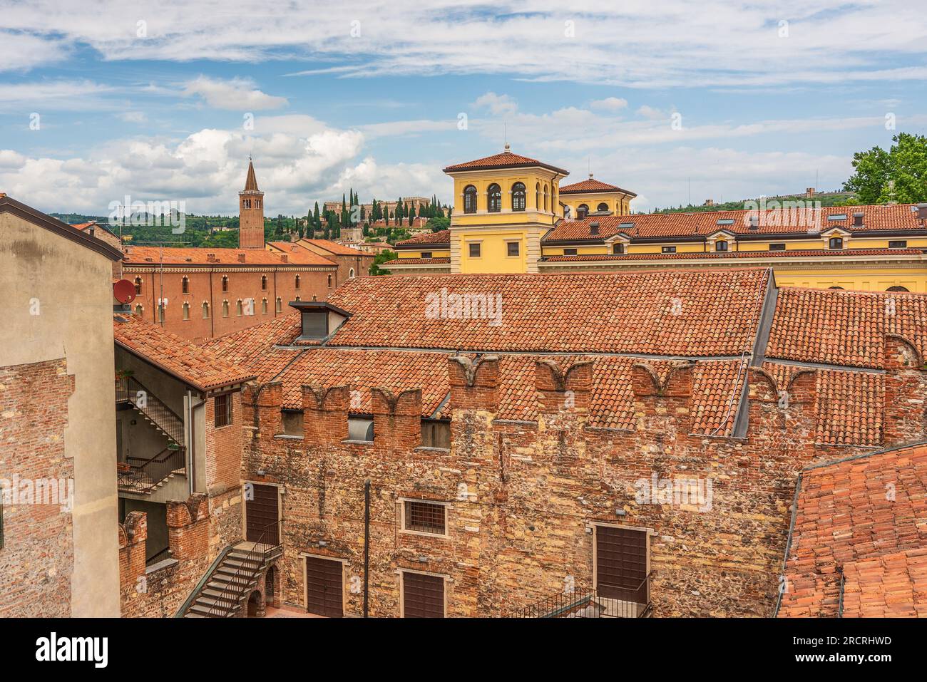 View of the old town of Verona in Italy Stock Photo - Alamy