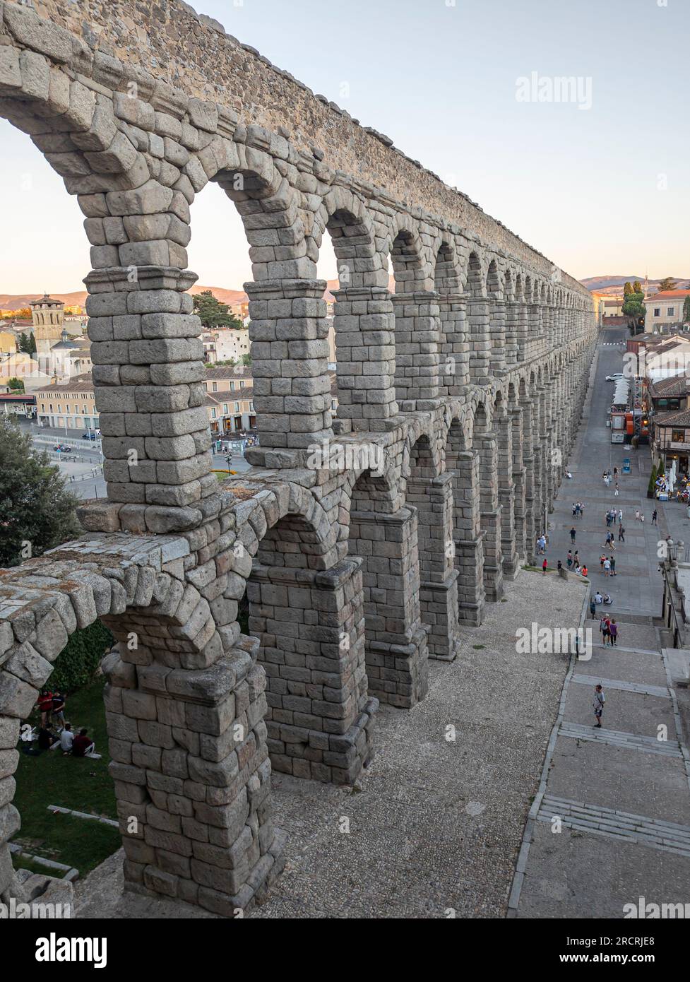 Echoes of Roman Grandeur: Majestic Segovia Aqueduct, an Impeccable Testament to the Architectural Brilliance of the Roman Empire Stock Photo