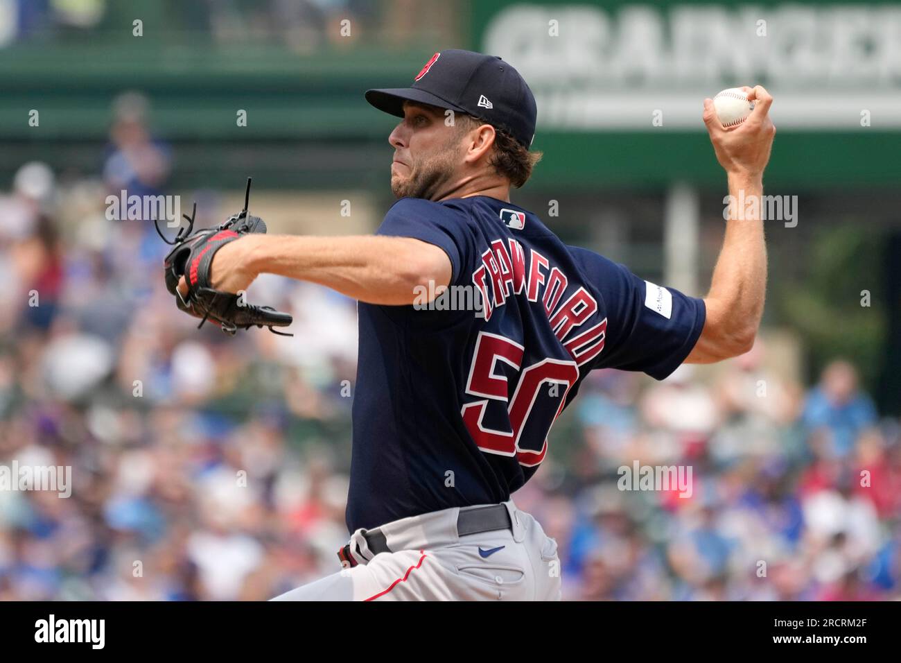Boston Red Sox starting pitcher Kutter Crawford throws against the Chicago  Cubs during the first inning of a baseball game in Chicago, Sunday, July  16, 2023. (AP Photo/Nam Y. Huh Stock Photo 