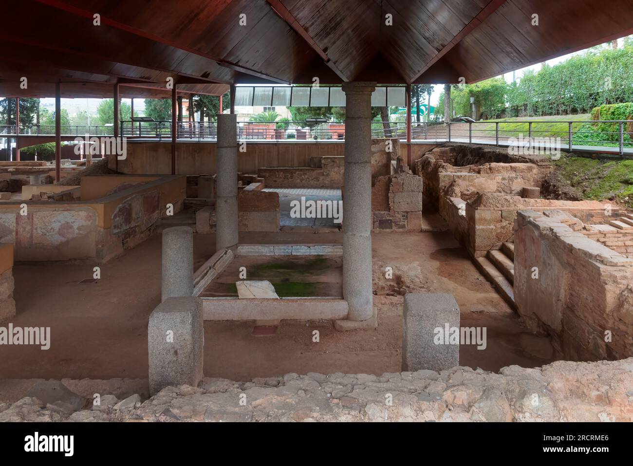 Merida, Spain - December 21, 2022:  Roman ruins of the Casa del Mitreo in Merida. Extremadura. Stock Photo