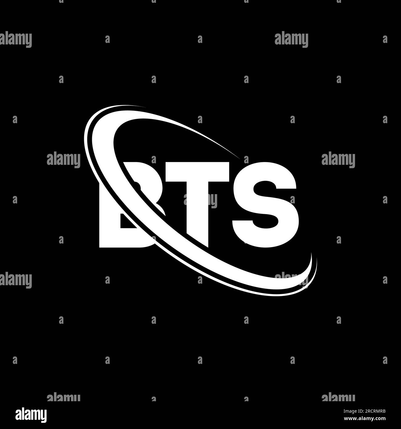 BTS logo. BTS letter. BTS letter logo design. Initials BTS logo linked with circle and uppercase