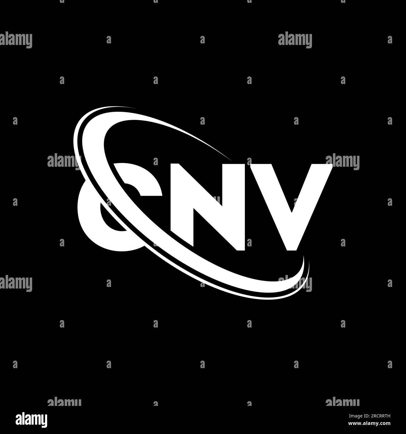 CNV logo. CNV letter. CNV letter logo design. Initials CNV logo linked with circle and uppercase monogram logo. CNV typography for technology, busines Stock Vector