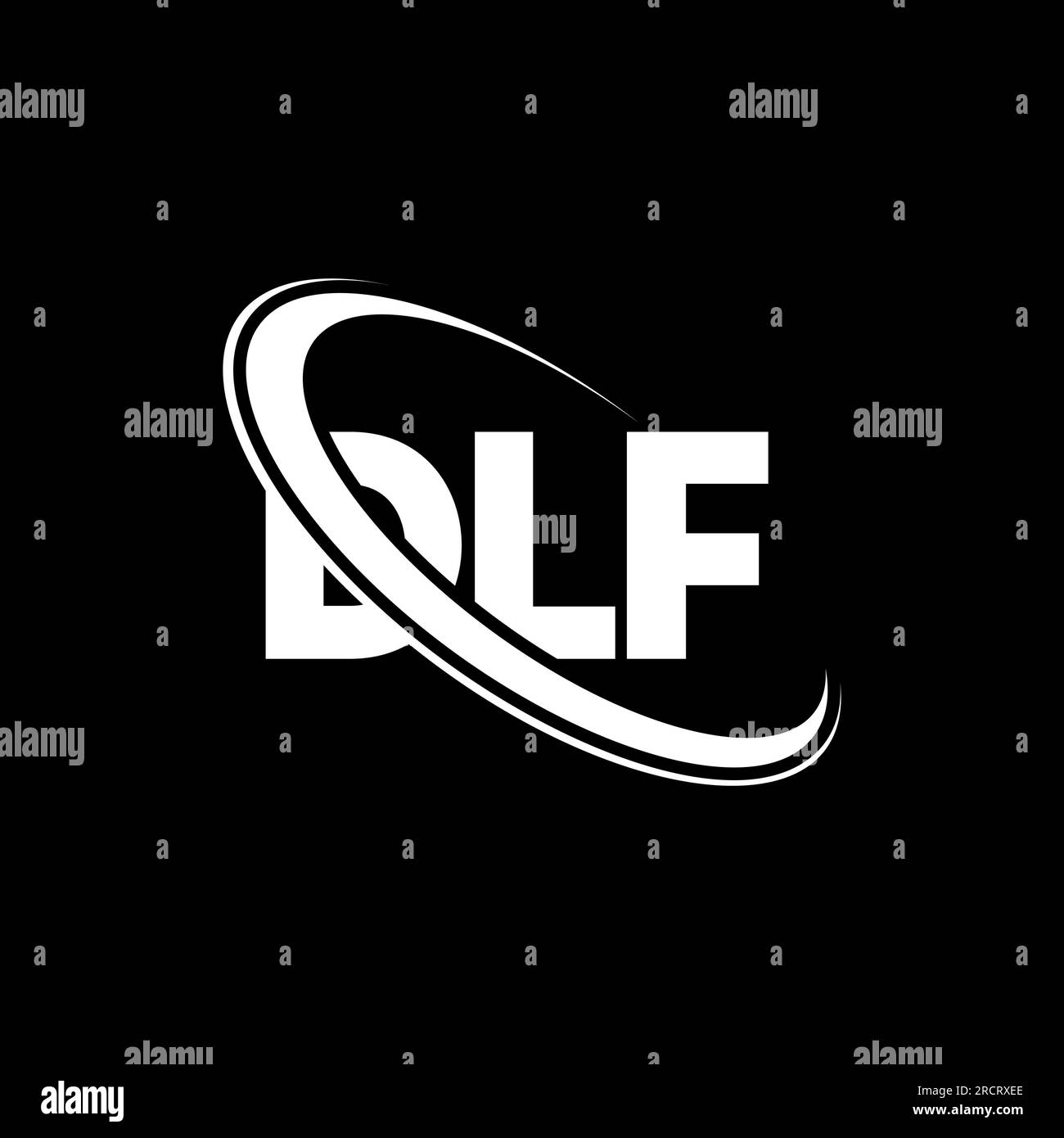 DLF logo. DLF letter. DLF letter logo design. Initials DLF logo linked with circle and uppercase monogram logo. DLF typography for technology, busines Stock Vector