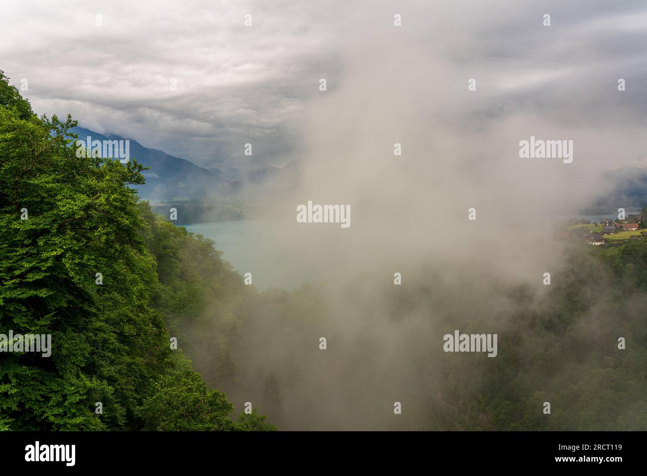 View from the panorama bridge Sigriswil on Lake Thun in Switzerland. Stock Photo