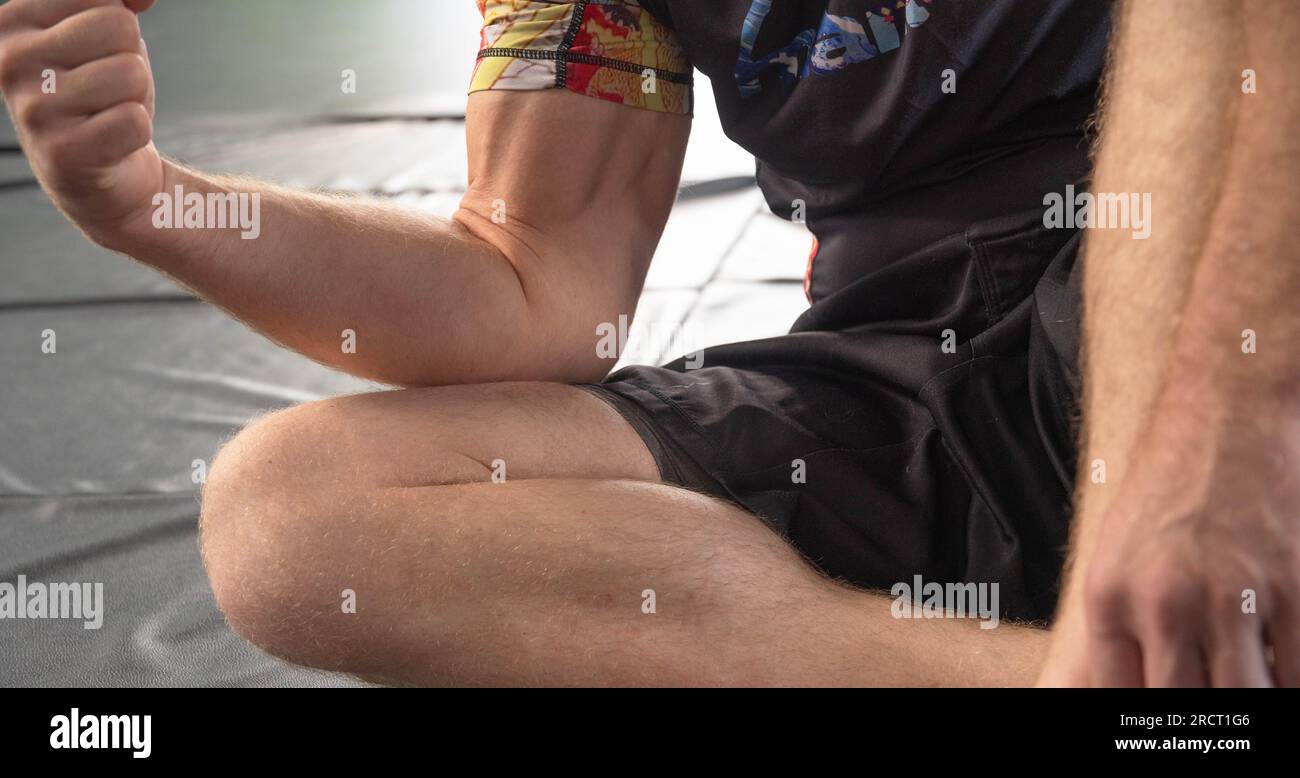 wrestling stance fitness martial arts copy space backgrounds image horizontal Stock Photo