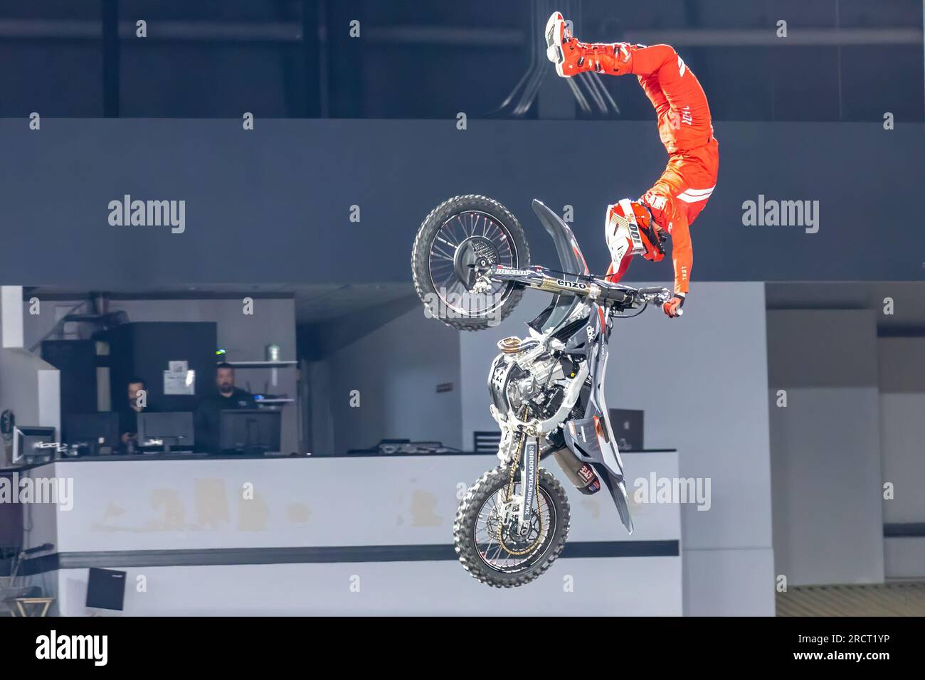 World class FMX motocross riders doing stunts in Ontario Canada Stock ...
