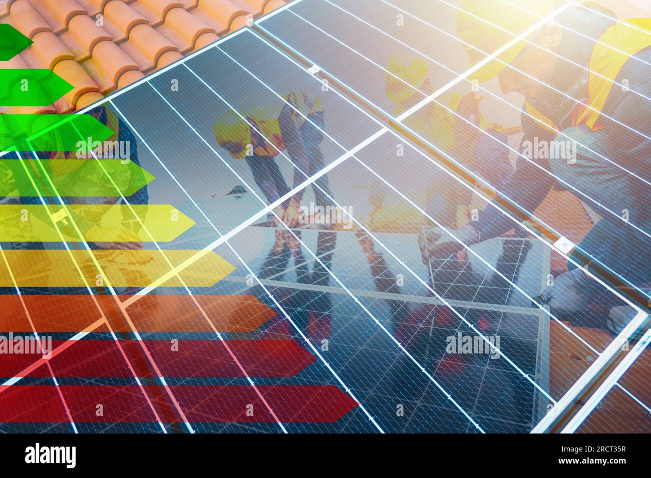 Picture of Renewable energy system with solar panel on the roof Stock Photo - Alamy
