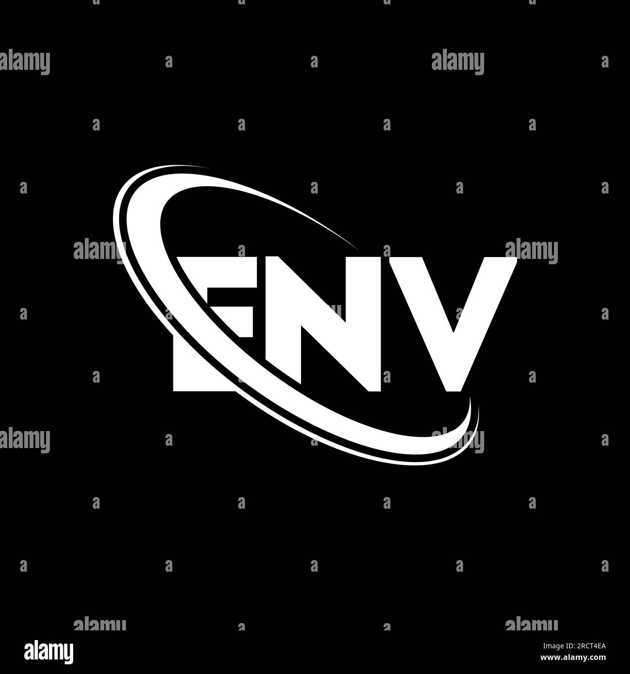 ENV logo. ENV letter. ENV letter logo design. Initials ENV logo linked with circle and uppercase monogram logo. ENV typography for technology, busines Stock Vector