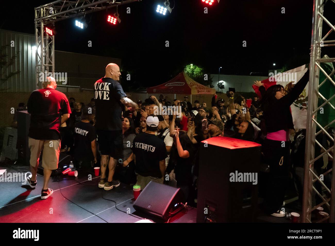 Bakersfield, USA. 15th July, 2023. Pyscho Realm takes the stage at Great Change Brewing in Bakersfield, California, USA, on July 15, 2023. (Photo by Jacob Lee Green/Sipa USA) Credit: Sipa USA/Alamy Live News Stock Photo