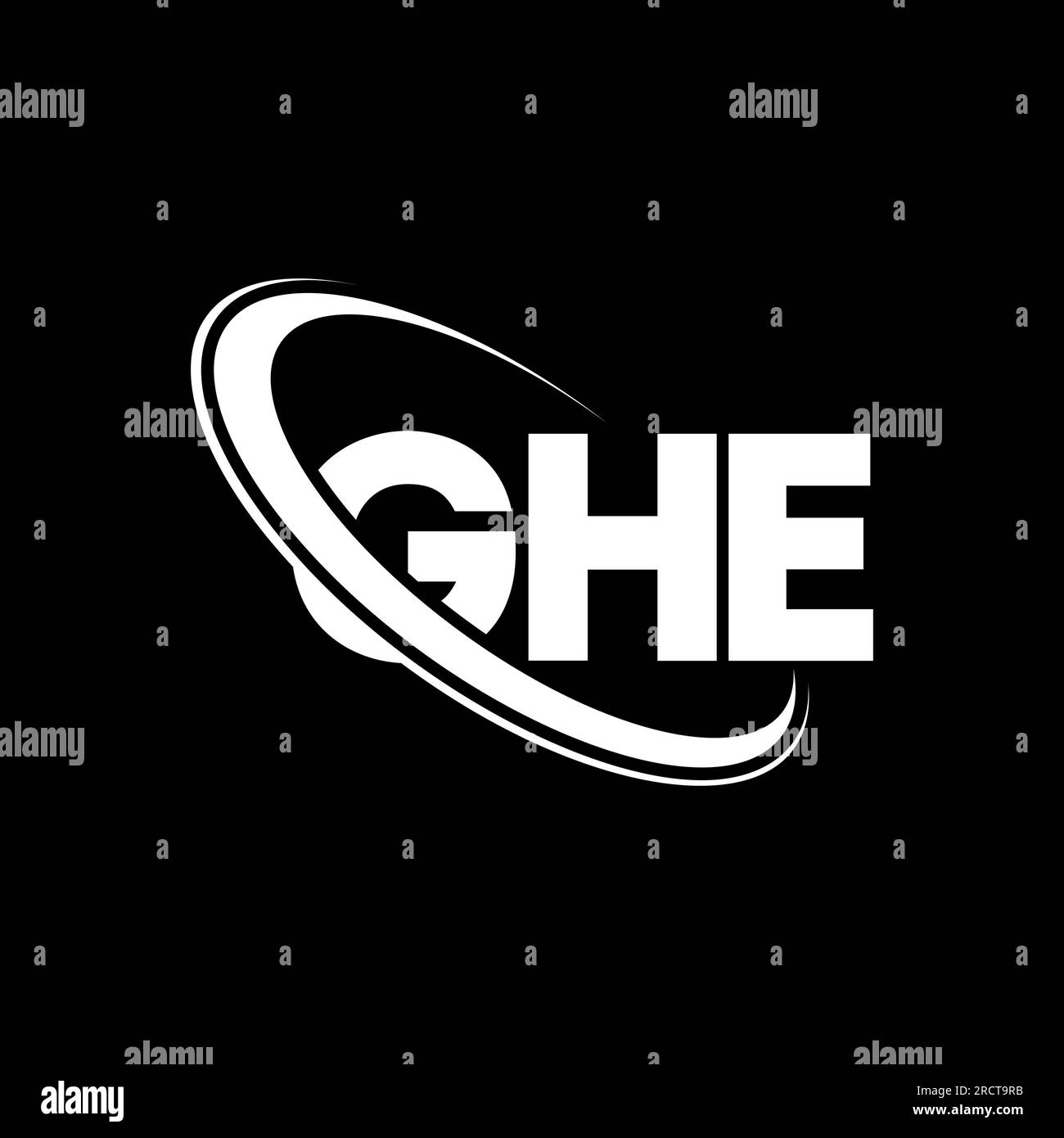 GHE logo. GHE letter. GHE letter logo design. Initials GHE logo linked with circle and uppercase monogram logo. GHE typography for technology, busines Stock Vector