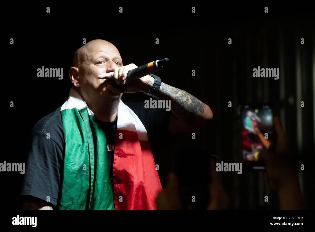 Bakersfield, USA. 15th July, 2023. Pyscho Realm takes the stage at Great Change Brewing in Bakersfield, California, USA, on July 15, 2023. (Photo by Jacob Lee Green/Sipa USA) Credit: Sipa USA/Alamy Live News Stock Photo