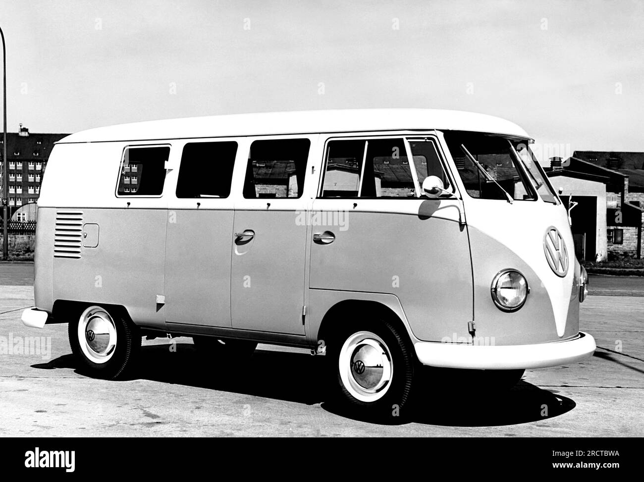 United States:   1959 A side and front view of a 1959 Volkswagon Microbus. Stock Photo