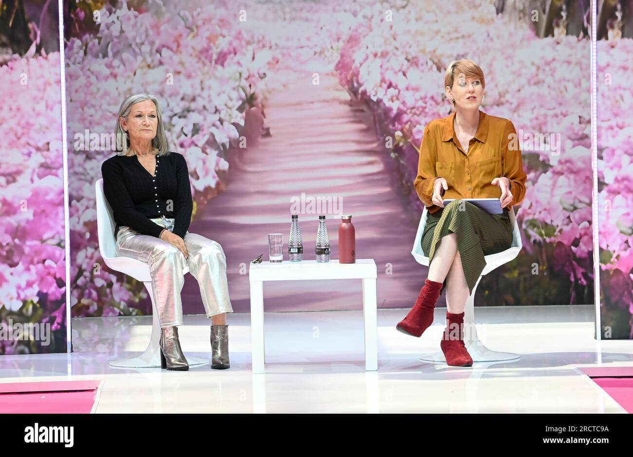 London, UK. 16th July, 2023. Industry leading seminars: Olivia Pinnock is a Journalist In Conversation with Dr Carolyn Mair: Decoding Consumer Behaviour & the Psychology of Fashion Pure London, London Olympia in London, UK. - 16 July 2023. Credit: See Li/Picture Capital/Alamy Live News Stock Photo