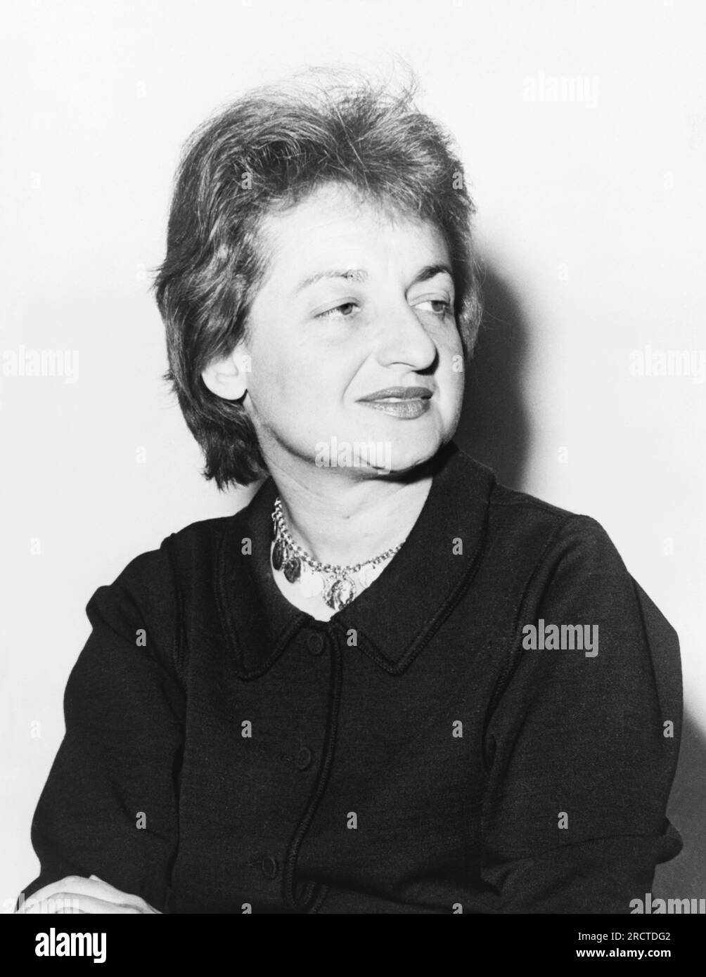 United States:  1960 A portrait of author, activist, and feminist Betty Friedan, the founder of the National Organization for Women (NOW). Stock Photo