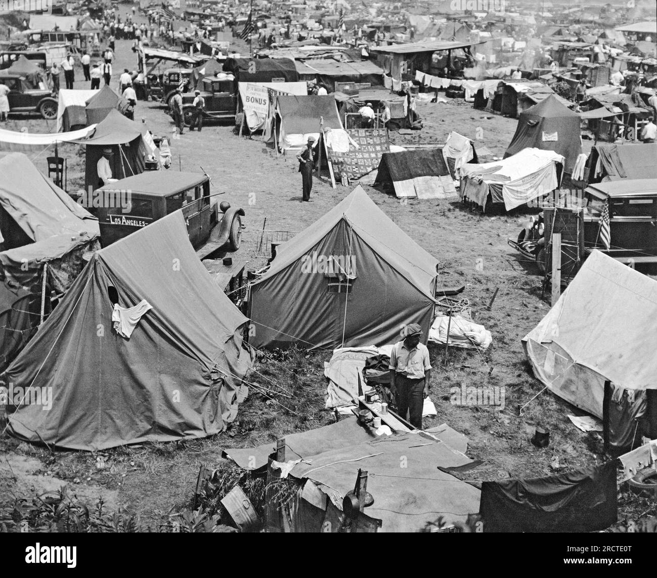 Washington, D.C.:   1932. Camp Marks, one of the encampments built by veterans of the Bonus Expeditionary Force in Washington, D.C. Stock Photo