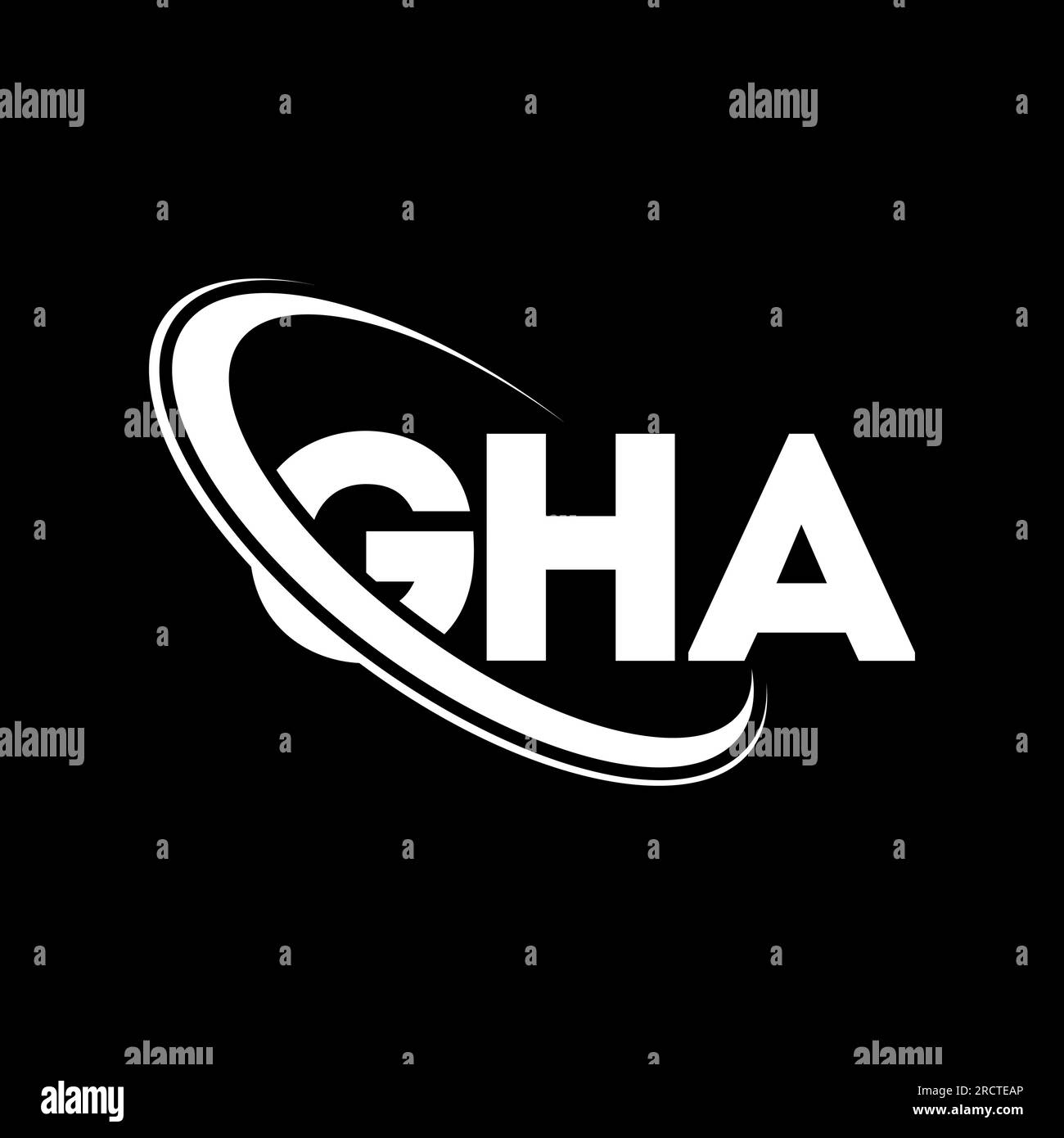 GHA logo. GHA letter. GHA letter logo design. Initials GHA logo linked with circle and uppercase monogram logo. GHA typography for technology, busines Stock Vector