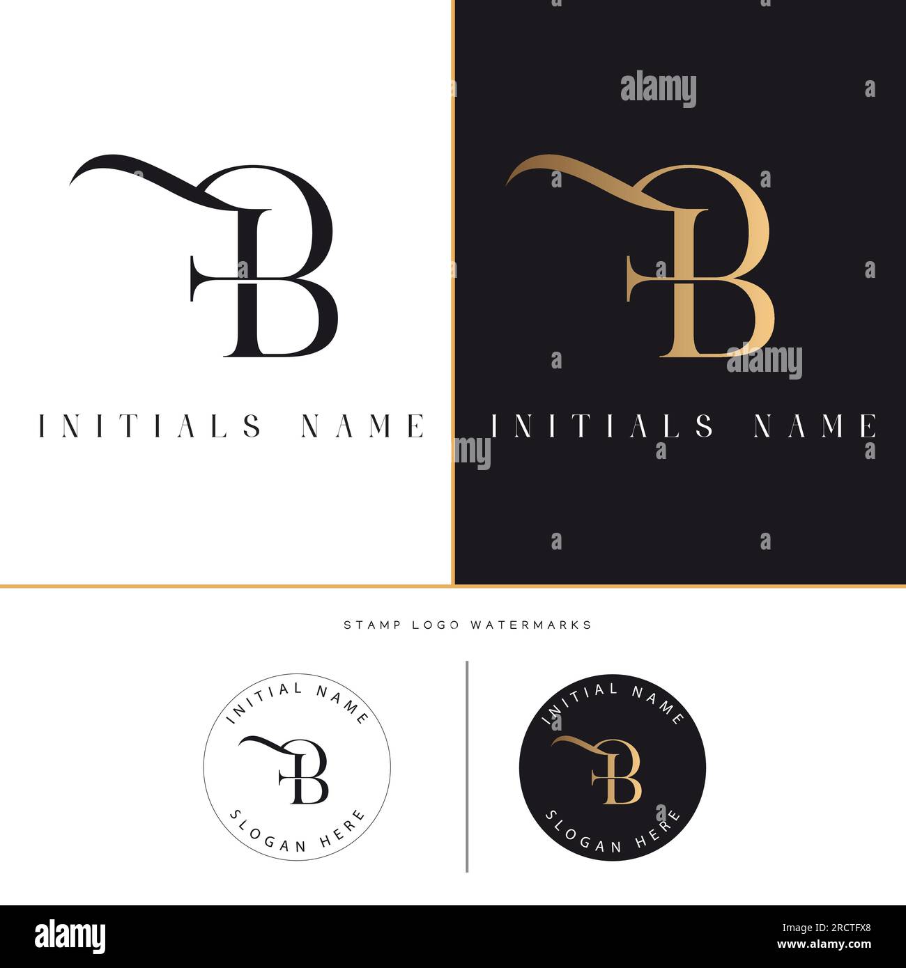 Luxury Initial FB or BF Monogram Text Letter Logo Design Stock Vector ...
