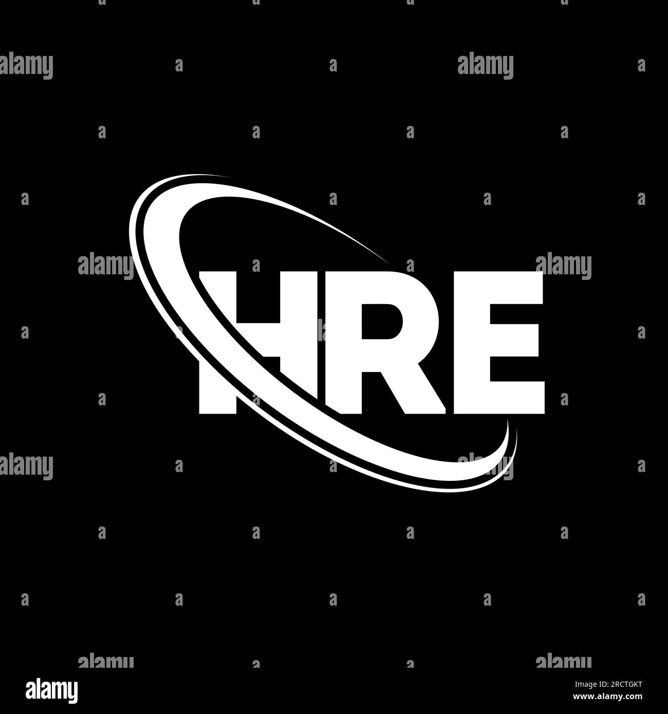 HRE logo. HRE letter. HRE letter logo design. Initials HRE logo linked with circle and uppercase monogram logo. HRE typography for technology, busines Stock Vector