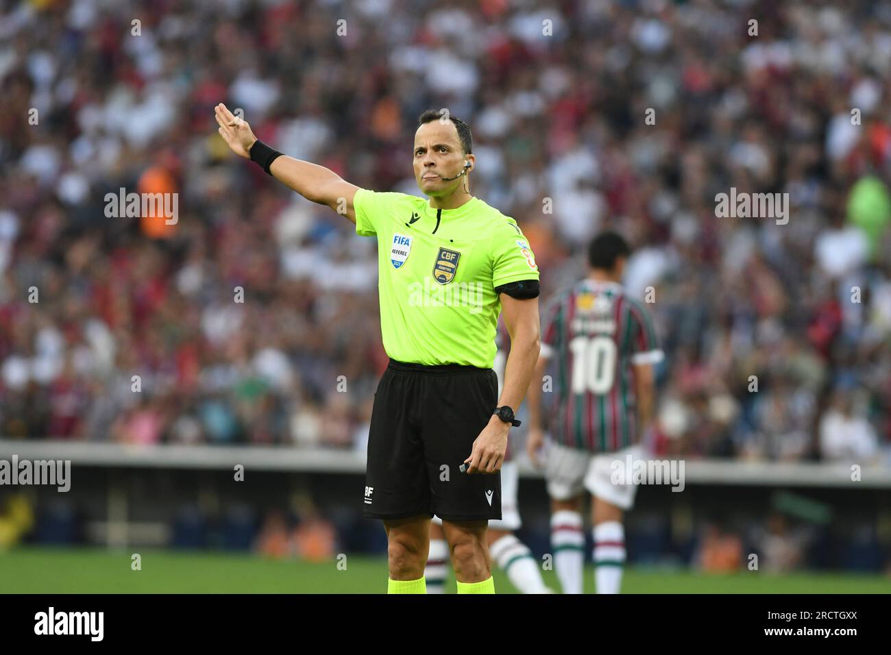 Rio, Brazil - July 16, 2023, Savio pereira Sampaio referee in match between Fluminense vs Flamengo by Brazil Cup of 15th round, in Maracana Stadium Stock Photo