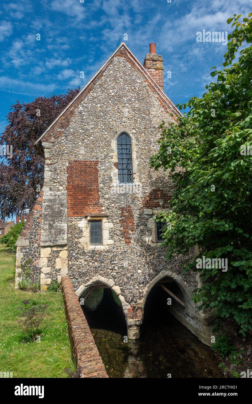 Greyfriars Chapel,River Stour,Franciscan Gardens,Eastbridge Hospital,Canterbury,Kent Stock Photo