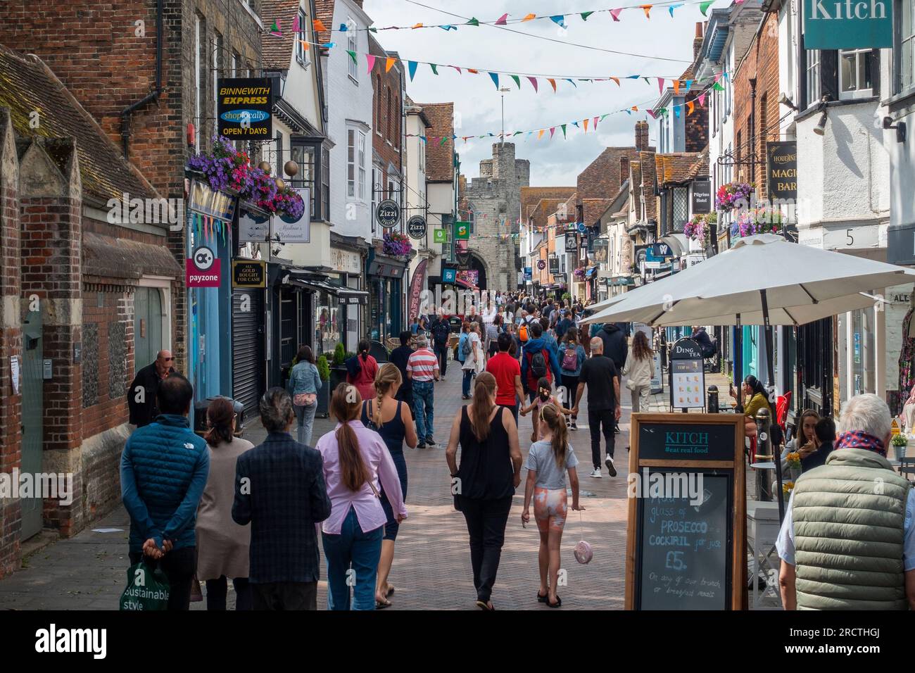 Busy,St Peters Street,Canterbury,Summer,Visitors,Canterbury,Kent,England Stock Photo