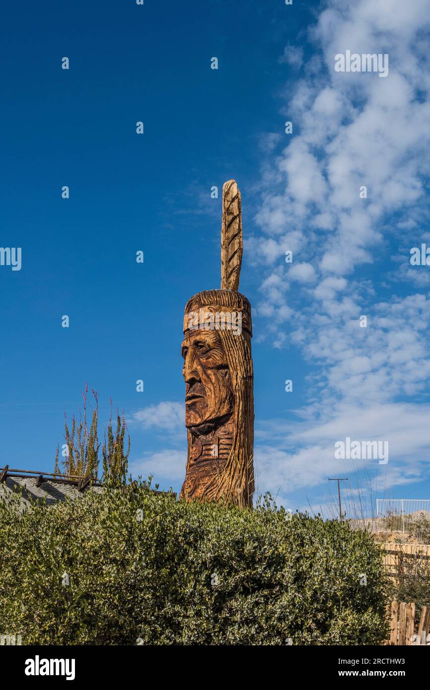 A later addition to Cabot's Pueblo Museum is that of the Waokiye, or 'traditional helper' in the Lakota language. Stock Photo