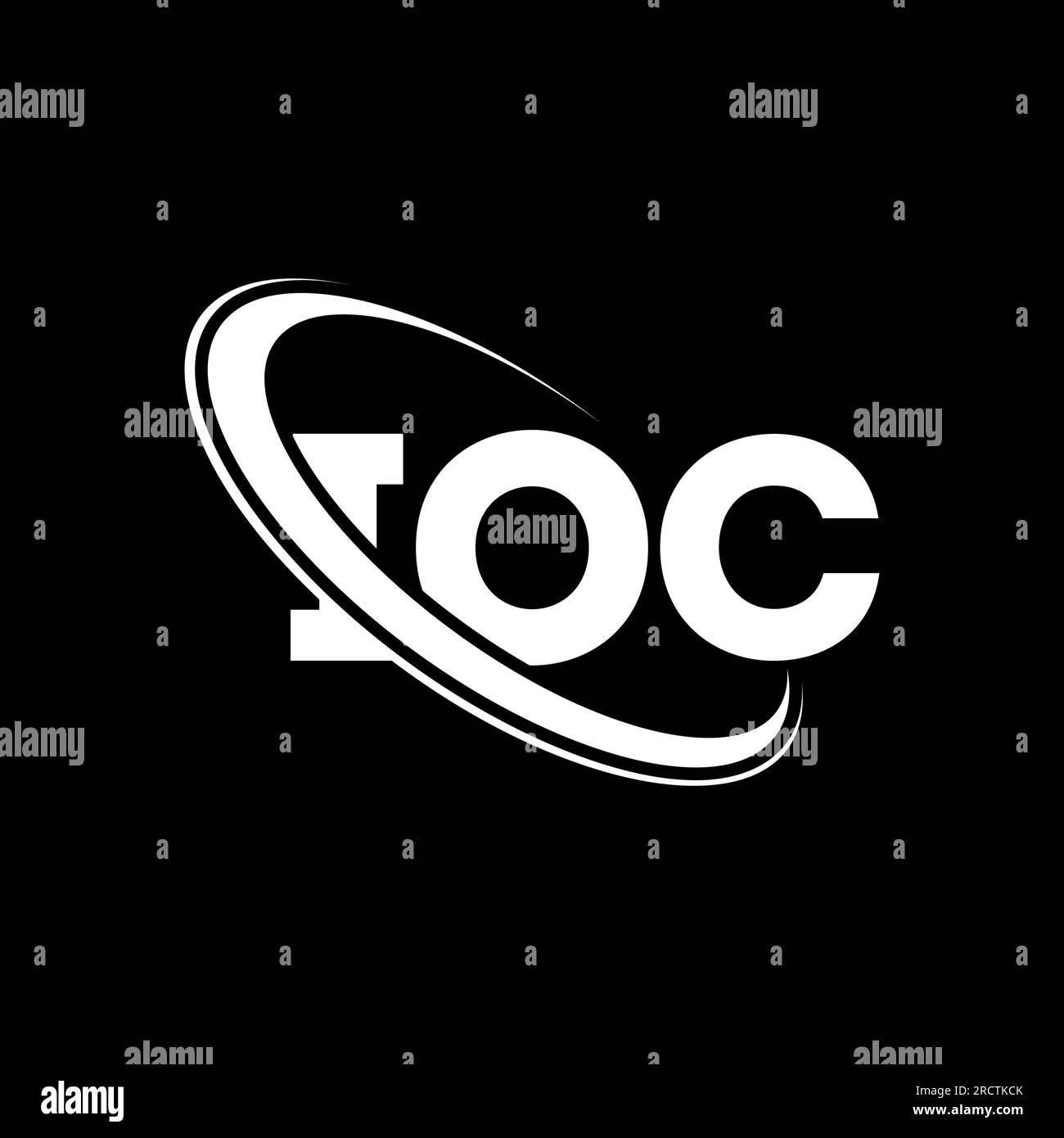 IOC logo. IOC letter. IOC letter logo design. Initials IOC logo linked with circle and uppercase monogram logo. IOC typography for technology, busines Stock Vector